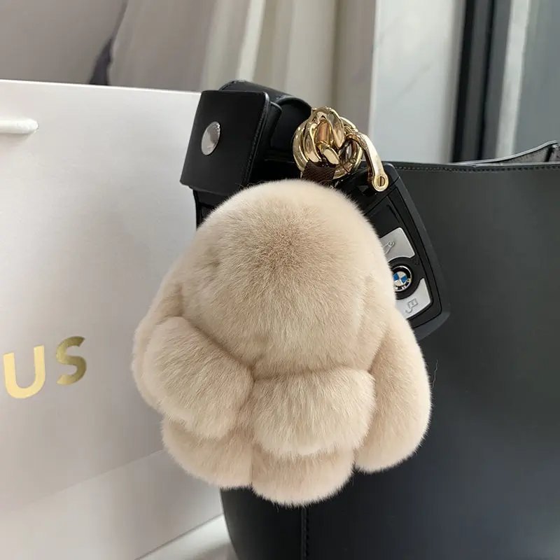 工場卸売レッキスウサギの毛皮の死んだウサギのペンダントぬいぐるみウサギのキーホルダーアクセサリーゴーグミ人形小物