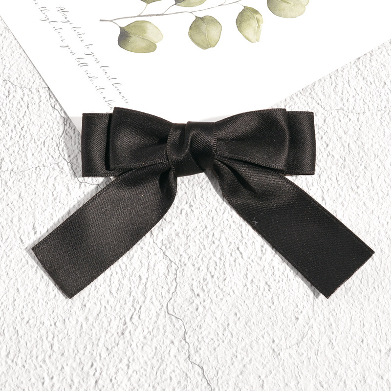 Red, Black Color Fashion Simple Bow Hairpin Retro Silk Side Clip Hairpin