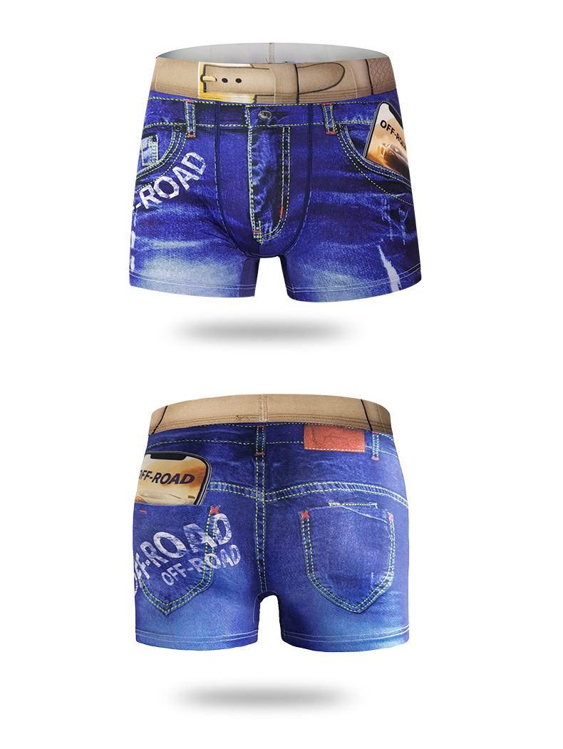Boxer uomo trendy stampa denim con dettaglio cintura_voghion.com