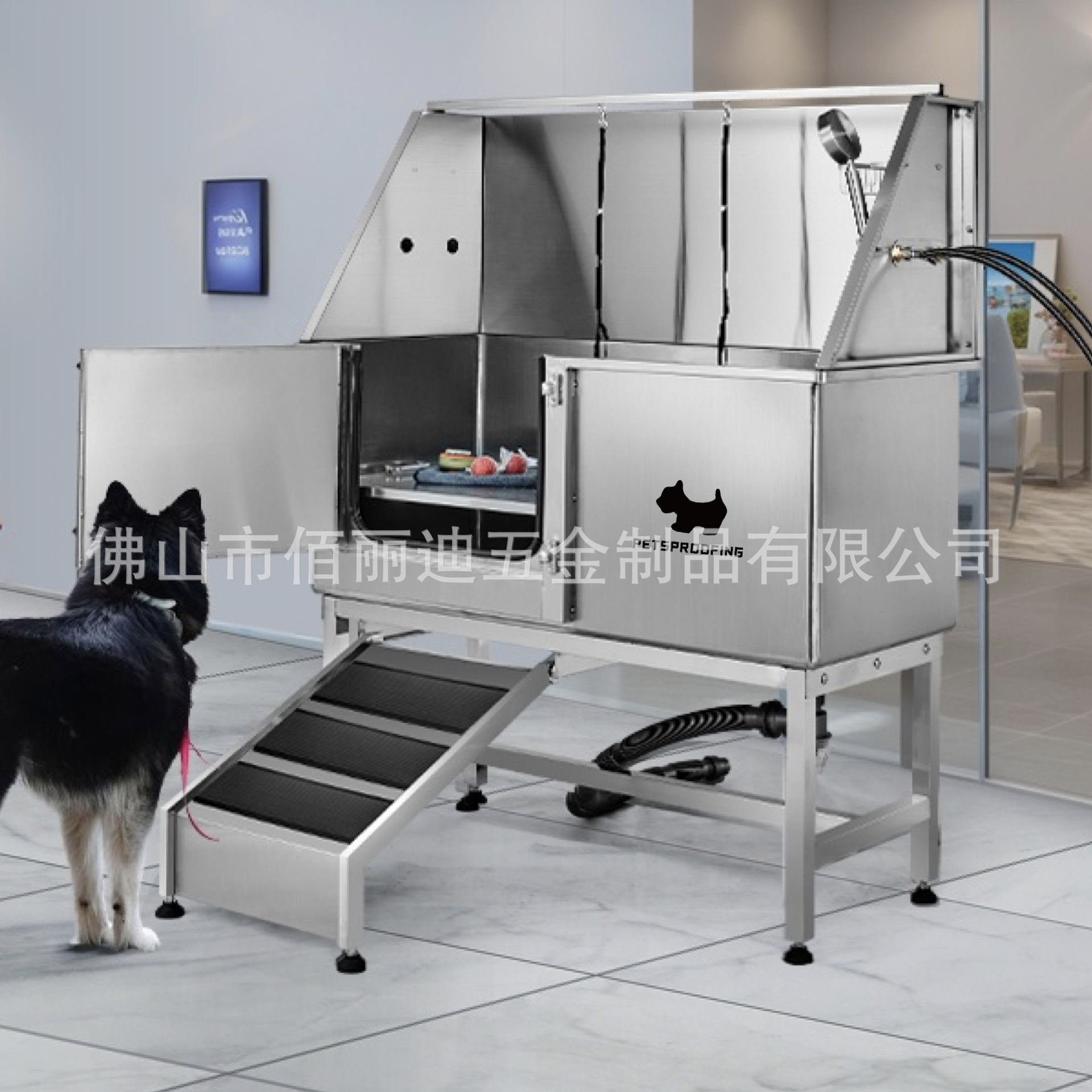 50 pulgadas rampa de puerta única de acero inoxidable para mascotas grandes perros y gatos bañera bañera venta cruzada caliente