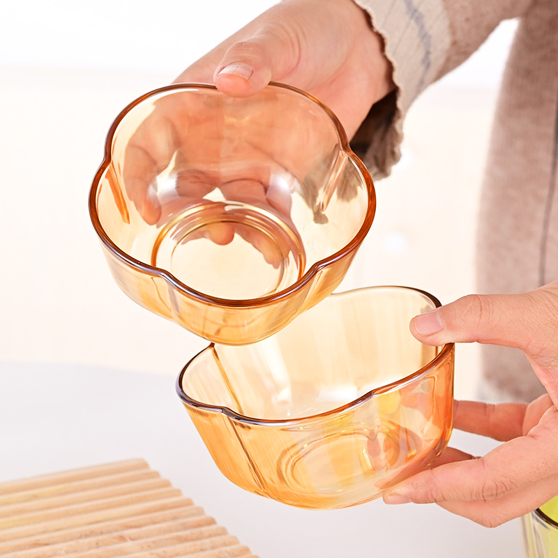 Cuenco de cristal con tapa para cocina, frutero doméstico, alto valor estético, color té simple, venta al por mayor de fábrica, cuenco de cristal en stock.