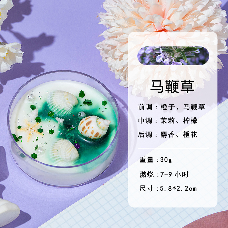 Conchas de cera de banana concha de color cera de soja cera de flores secas 6 tazas de vela caja de regalo