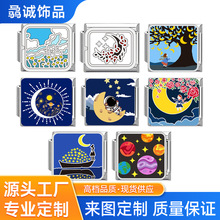 0.9mm模块手链diy月亮夜空系列设计小众油画弹力表滴油钛钢男女生