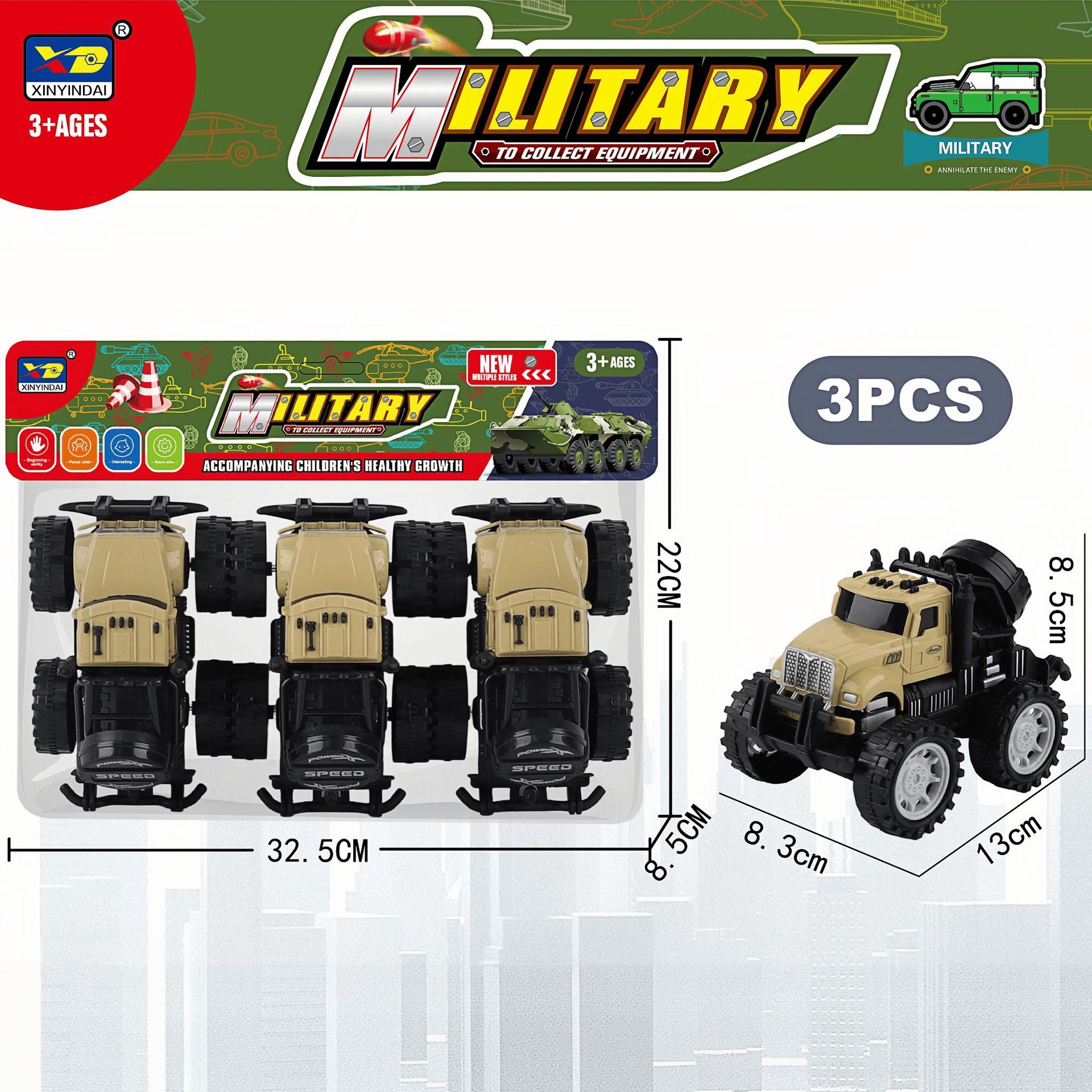 Juguete de Coche de Ingeniería de Inercia Plástico con Deslizamiento para Niños