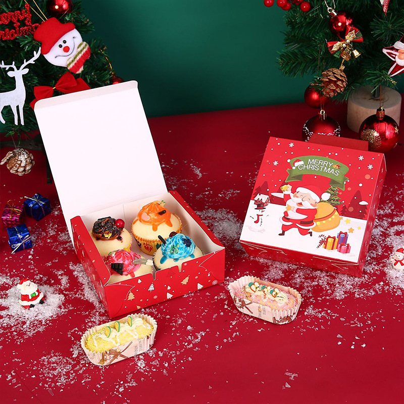 Christmas gift box candy cookie tart box snow cream pastry paper box disposable dessert box