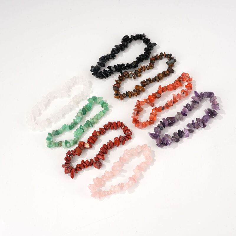 Cross-Border Wish Hot-Selling Bohemian Colorful Irregular Natural Stone Crystal Gravel Bracelet Handmade Beaded Bracelet