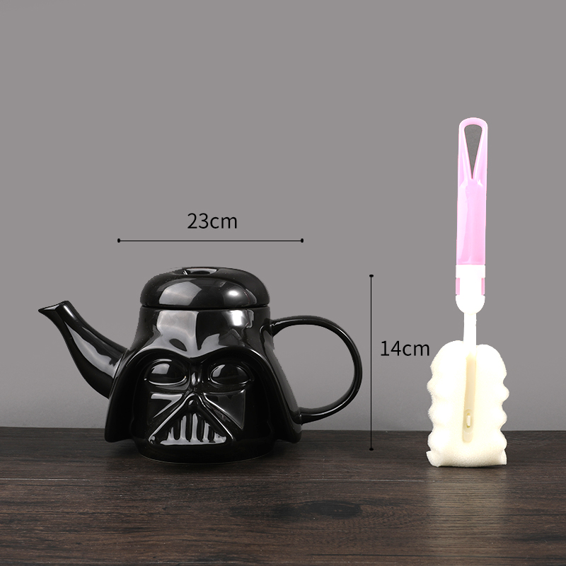Tendencia creativa transfronteriza taza de gran capacidad con cubierta con cuchara taza de cerámica Star Wars taza de agua
