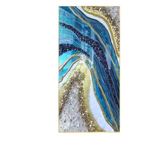 Modern high-end diamond-embedded porcelain art panel for entrance hall, foyer, and corridor—decorative living room sofa mural available in both landscape and portrait hanging styles.