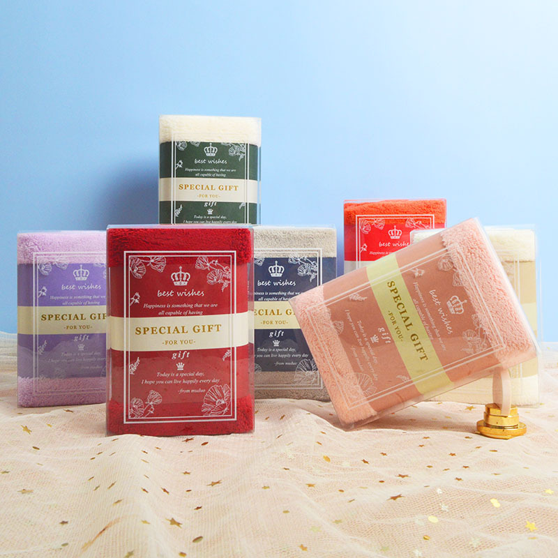 Gift Box Towel Souvenir Wedding Supplies New Year National Day Mid-Autumn Festival Small Gifts Wholesale Coral Velvet Thickened