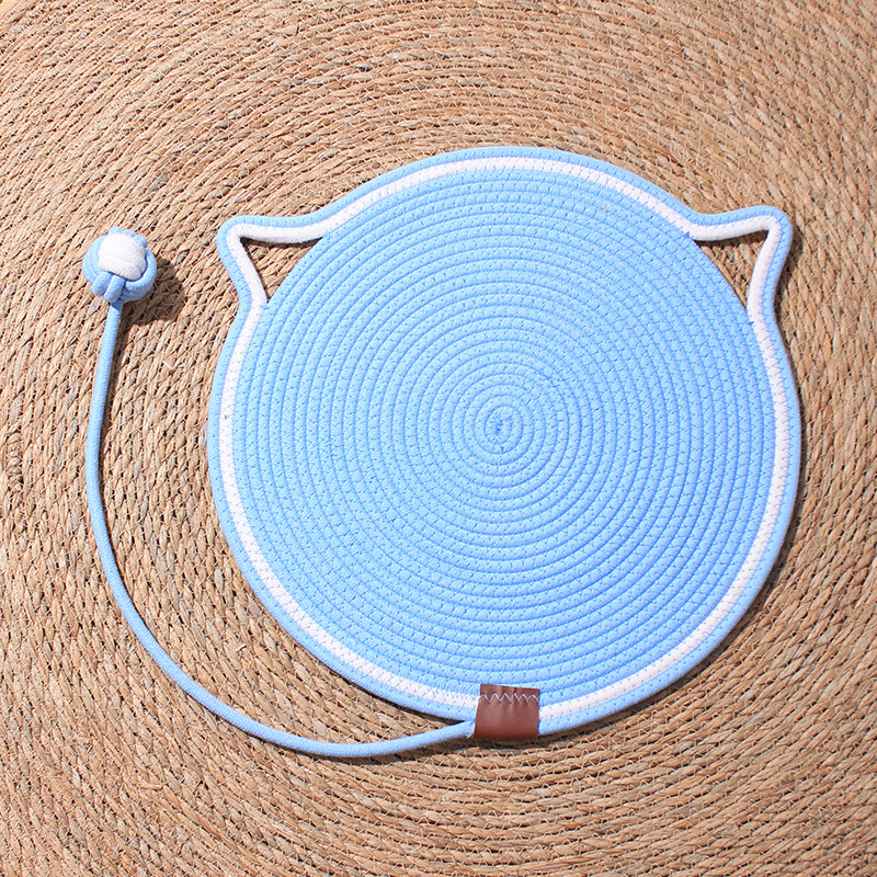 Cable de algodón para mascotas confortable para jugar y dormir en una sola estera de agarre para gatos resistente al desgaste, estera de algodón trenzado resistente al desgaste