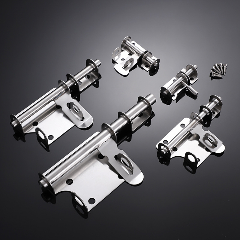 門牛插銷可掛鎖不鏽鋼門栓左右老式鎖牌明裝加厚防盜鎖扣重型門閂