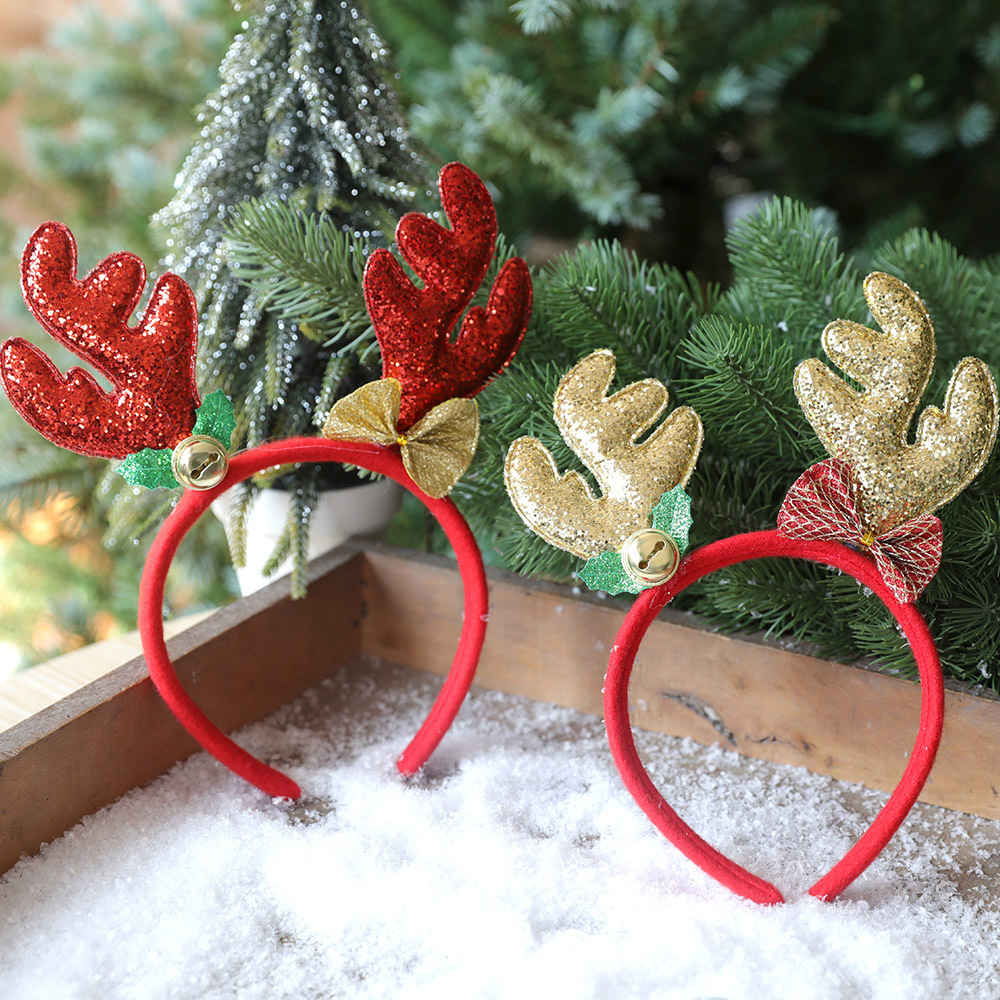Lemon Christmas Decorations Bell Headband Hair Clip Christmas Deer Antler Head Pin Hair Ring Festival Party Gift