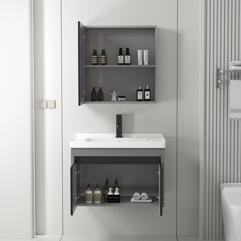 gabinete de baño de aluminio espacial tipo pequeño hogar combinación de lavabo tipo pared mini lavabo cerámico integrado lavabo lavabo