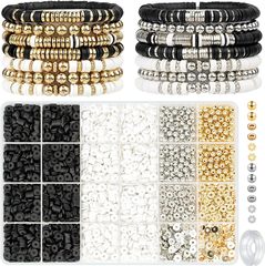 国境を越えてよく売れているDIY粘土ビーズ白黒カラー軟陶ビーズブレスレット材料バッグアクセサリー散珠児童セット