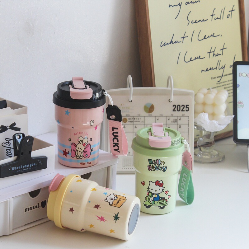 高颜值咖啡保温杯高品质女生双饮咖啡杯316不锈钢内覆陶瓷吸管杯|undefined