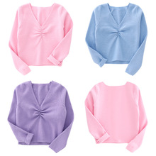 儿童舞蹈毛衣秋冬女童练功服芭蕾披肩长袖幼儿加厚针织小外套上衣