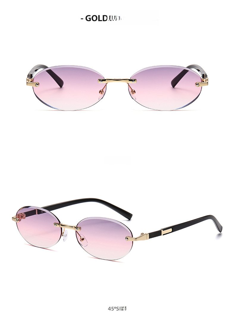 1584 New European and American Trendy Cut Edge Distinctive Oval Frame Sunglasses 2024 New Arrival Frameless Hot Girls Hip Hop Sunglasses_voghion.com