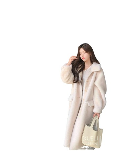 Fur integrated lamb wool coat for women, mid-length 2021 autumn and winter new style sheep sheared coat, young style fur