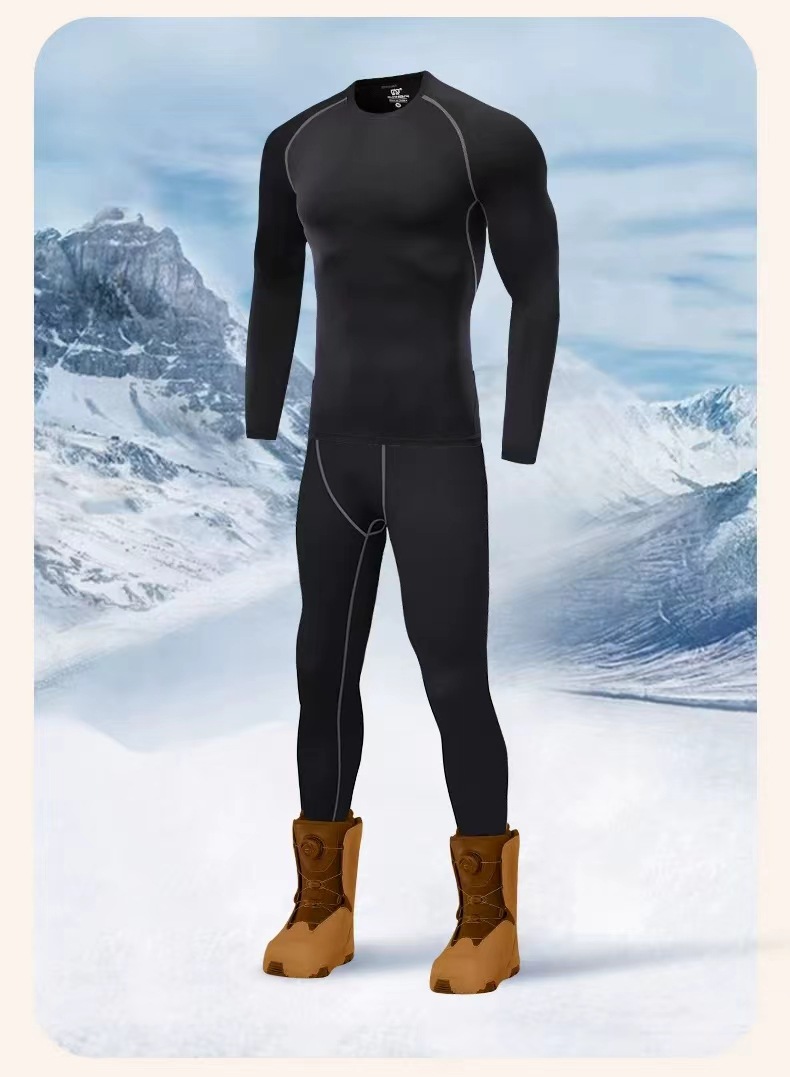 Men's Fitness Set Sports Tight-fitting Clothes Autumn Pants Youth Winter Cold-proof Clothing Plus Velvet Skiing_desvips.com