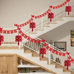新しいタイプの階段の手すりの装飾の喜字の花の結婚用品の結婚の部屋の配置のスーツの男性の女性の結婚式の装飾