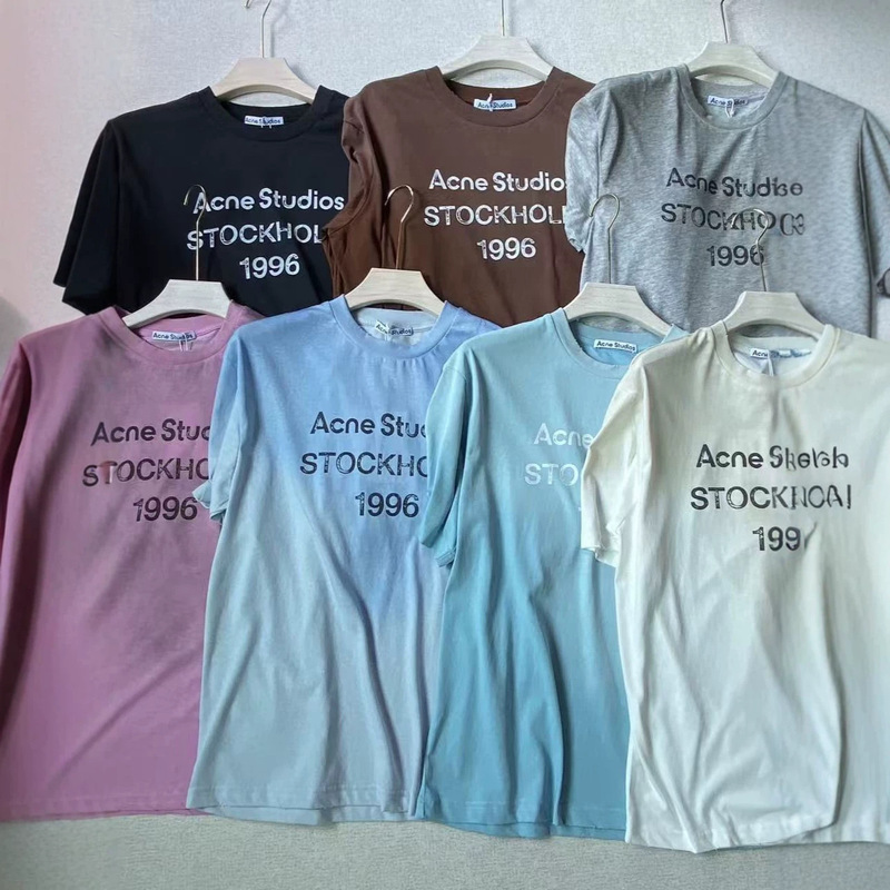 26 Early Spring New Style Distressed 1996 Tie-Dye Loose Short-Sleeve Blue Printed Gradient Washed Women's T-Shirt