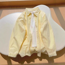 春夏季纯棉黄色衬衫通勤穿搭2025新款女薄款长袖衬衣外套防晒上衣