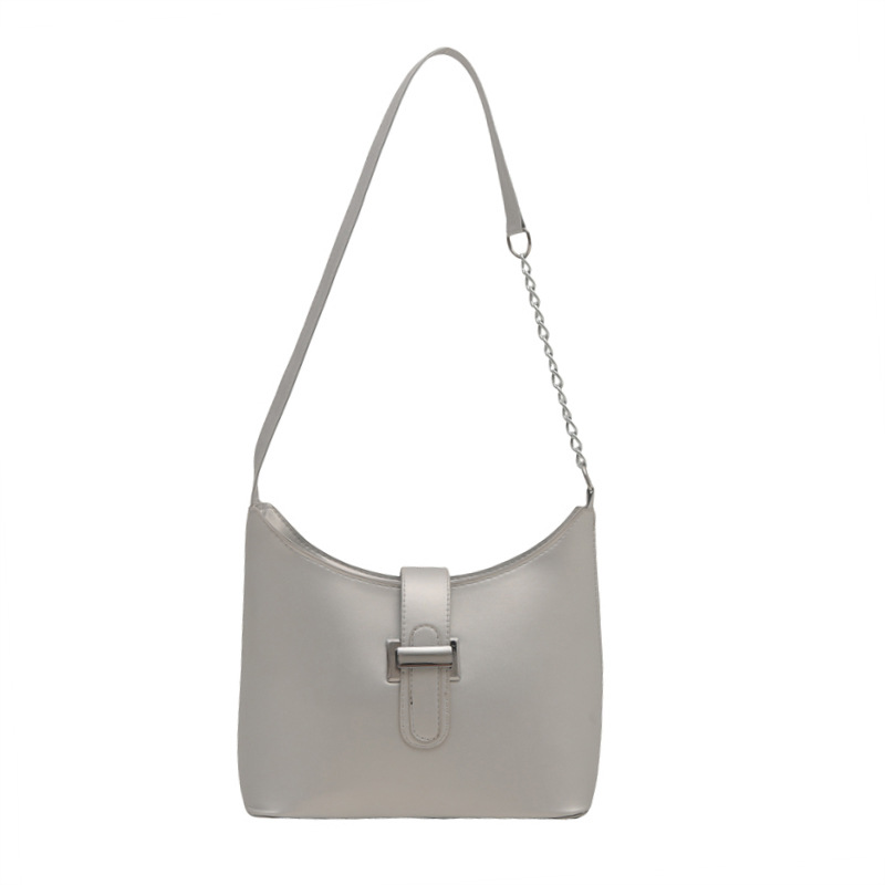 Bolsa de hombro de color sólido extranjero de otoño nicho de moda bolsa de brazo para mujeres 2024 nueva moda temperamento retro bolso de mochila