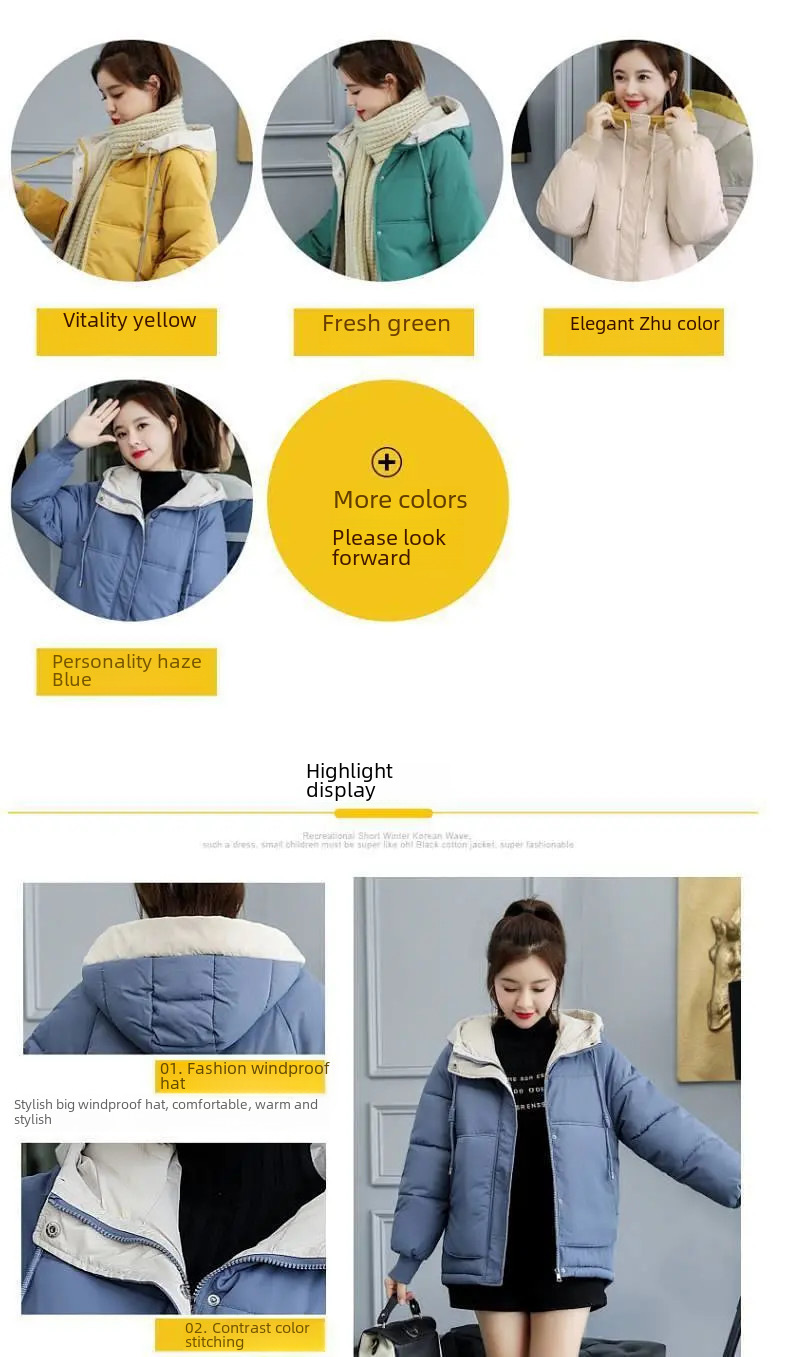 Women's Winter Puffer Coat Loose Fit Short Lightweight Cotton Jacket_voghion.com