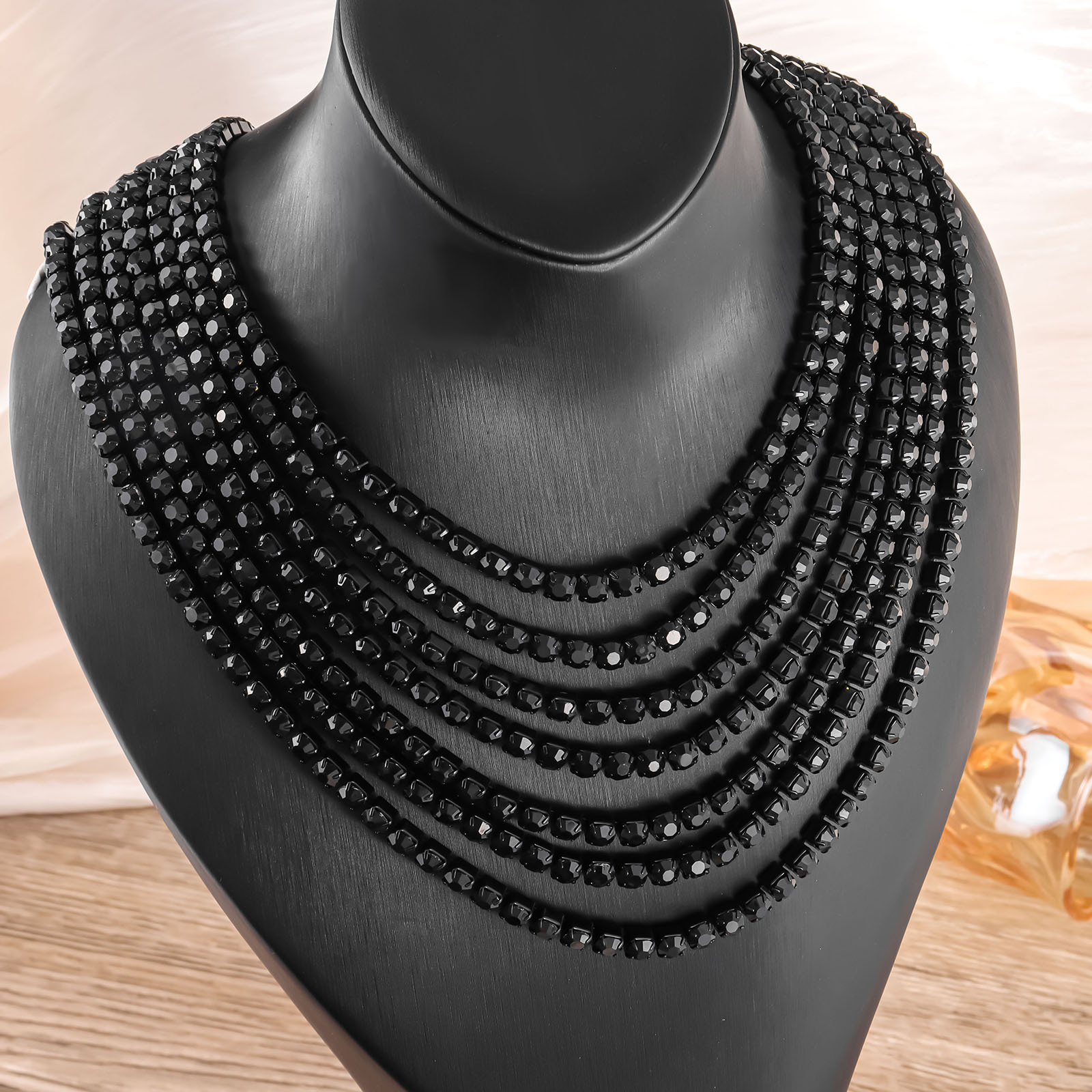 2024 nueva pulsera de collar de moda coreana de moda con incrustaciones de diamantes, plata dorada, cadena de garra cuadrada, collar de diamantes de imitación