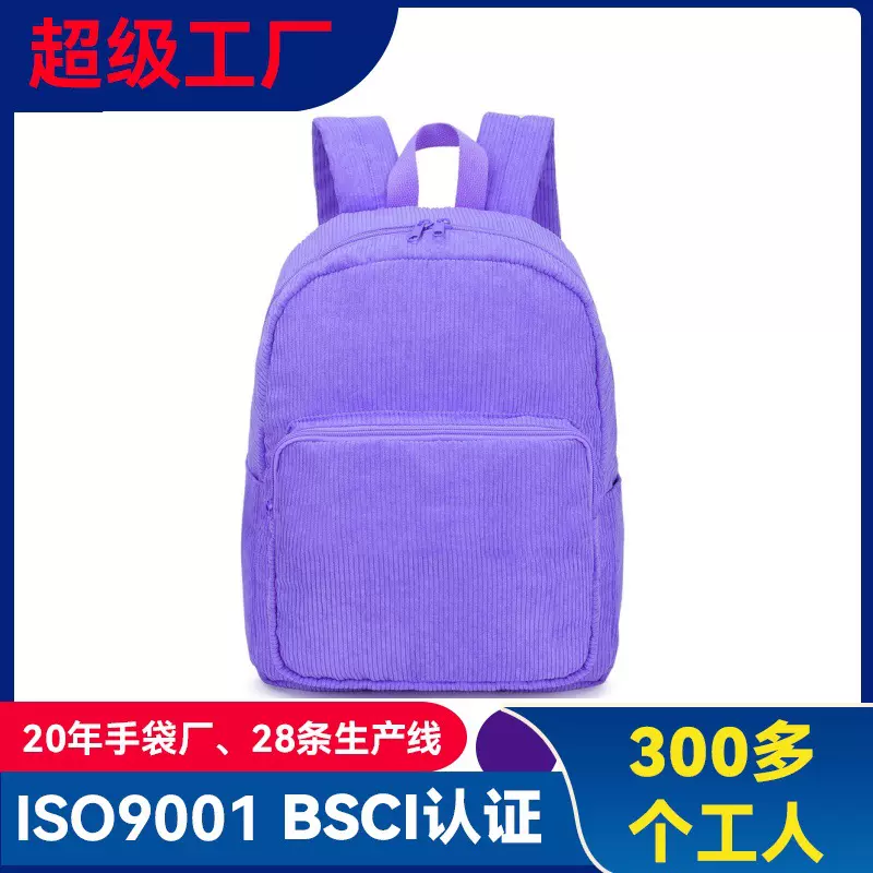 抖音网红款灯芯绒小背包女士百搭款电脑双肩包中学生新款书包