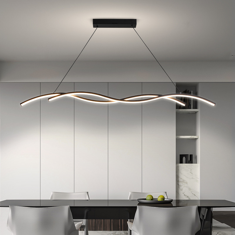 Nordic Pendant Light Wave-Shaped Dining Table Lamp Minimalist Long Strip Office Bar Lamp Led Triac Dimmable Nordic Pendant Light Wave-Shaped Dining Table Lamp Minimalist Long Strip Office Bar Lamp Led Triac Dimmable