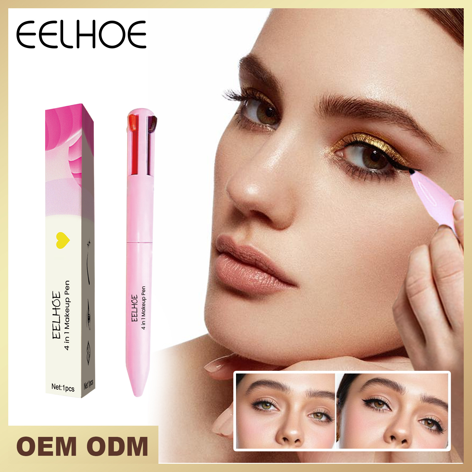 4 in Beautiful 1 Makeup Pen eyeliner Eyebrow Pen lipliner Highlighter 4 in 1 Multi functional Portable Makeup Pen lipler_voghion.com