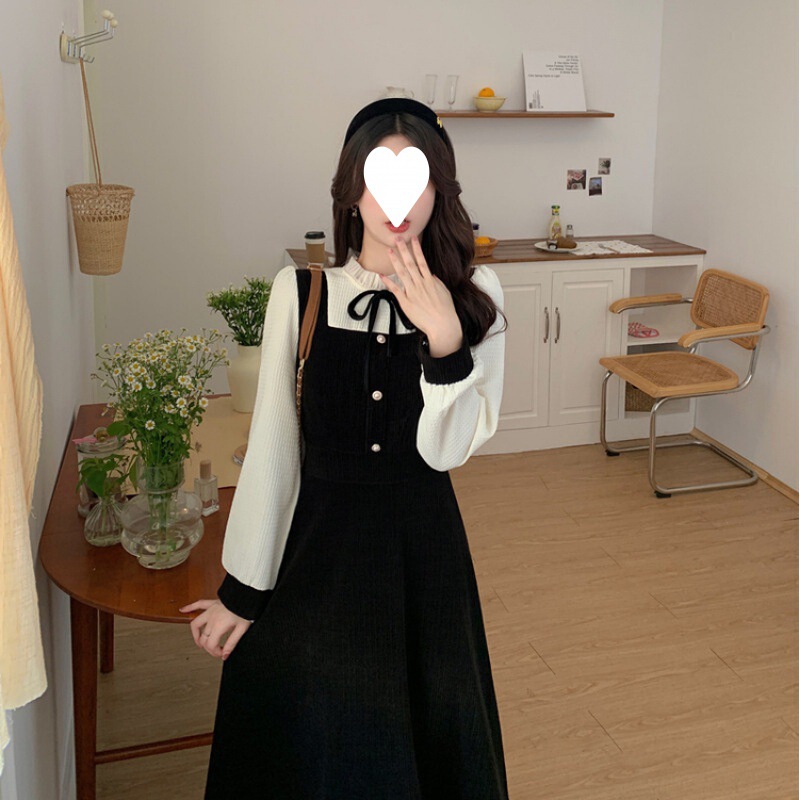 Versatile and Gentle Temperament Faux Two-Piece Long-Sleeve Dress for Women, Autumn and Winter 2023, Factory French-Style Dress, Bulk Order Versatile and Gentle Temperament Faux Two-Piece Long-Sleeve Dress for Women, Autumn and Winter 2023, Factory French-Style Dress, Bulk Order