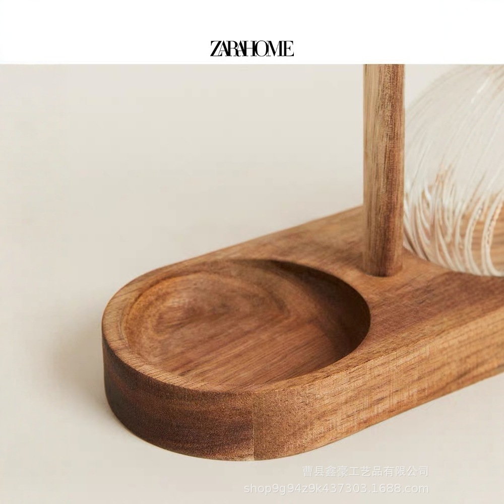 Casa de gran capacidad en forma de pera de alta borosilicona resistente al calor botella de aceite de vidrio botella de sabor líquido botella de madera accesorios de botella de aceite de vidrio