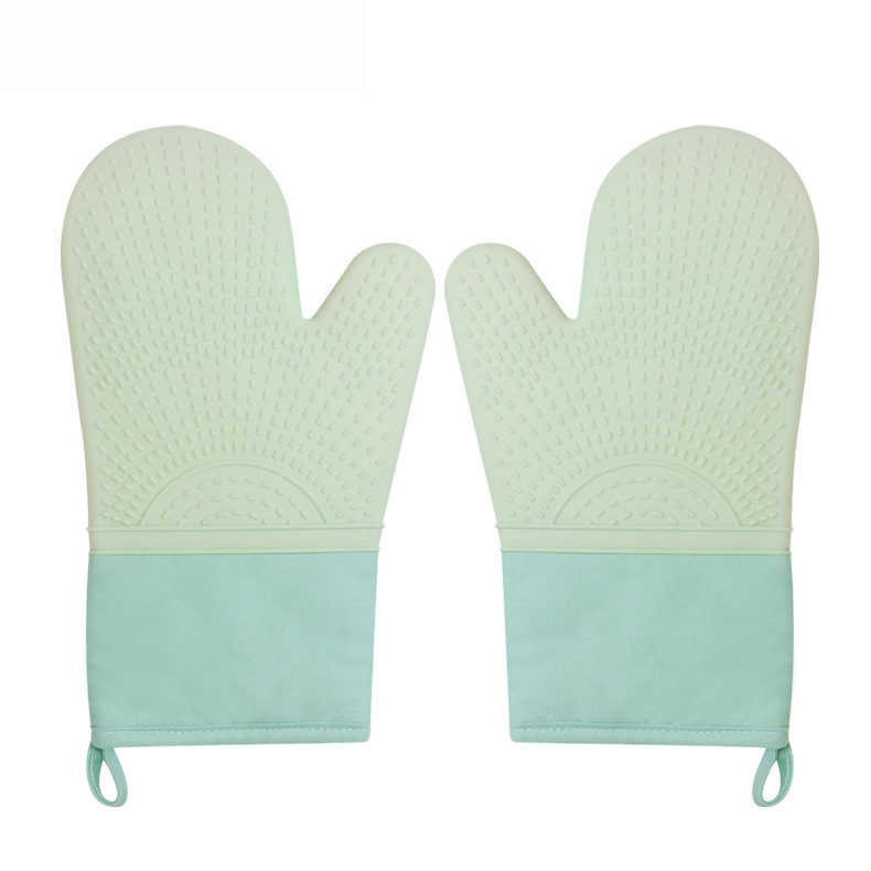Guantes de Cinco Dedos Aislantes de Algodón y Silicona para Cocina y Horno