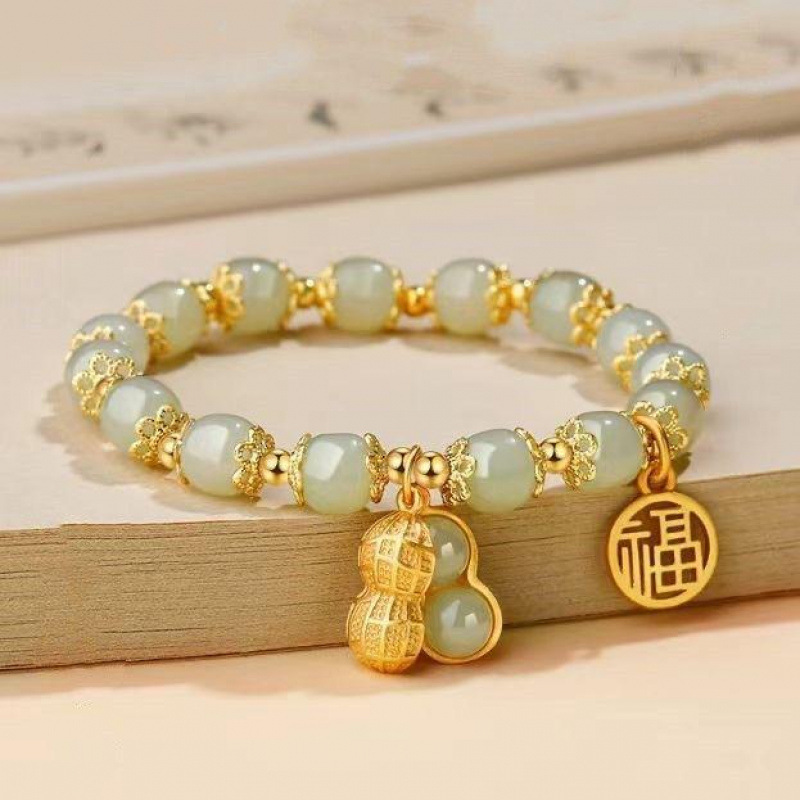 All green good things happen flower holder bracelet # Sz419