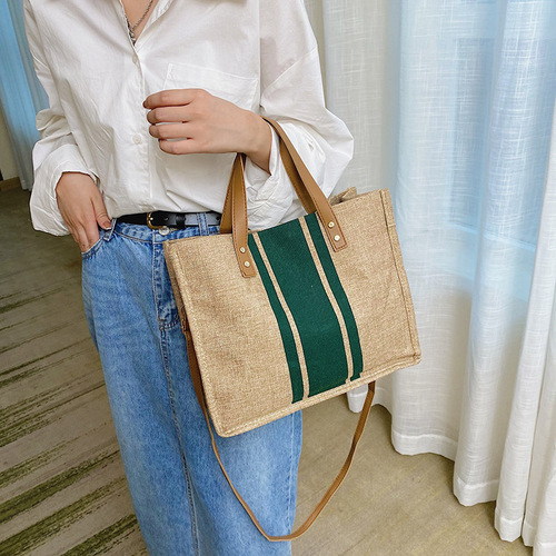 Wholesale Korean-style women's tote executive bag ZxxB portable business commuting striped simple square canvas large bag