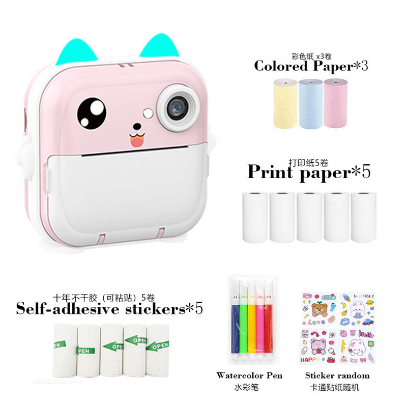 Factory Wholesale Student Photo Printing Camera Inkless Text Photo Children's Instant Camera Cross-Border Exclusive Portable