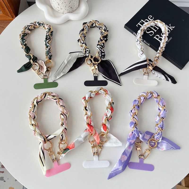 European and American Cross-Border Mobile Phone Lanyard Chain, Woven High-End Phone Chain, Creative Wrist Strap, Leopard Print Pendant