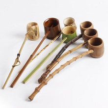 日式分茶勺浇花水瓢打舀酒器茶具配件多功能竹根长柄竹制舀水勺子