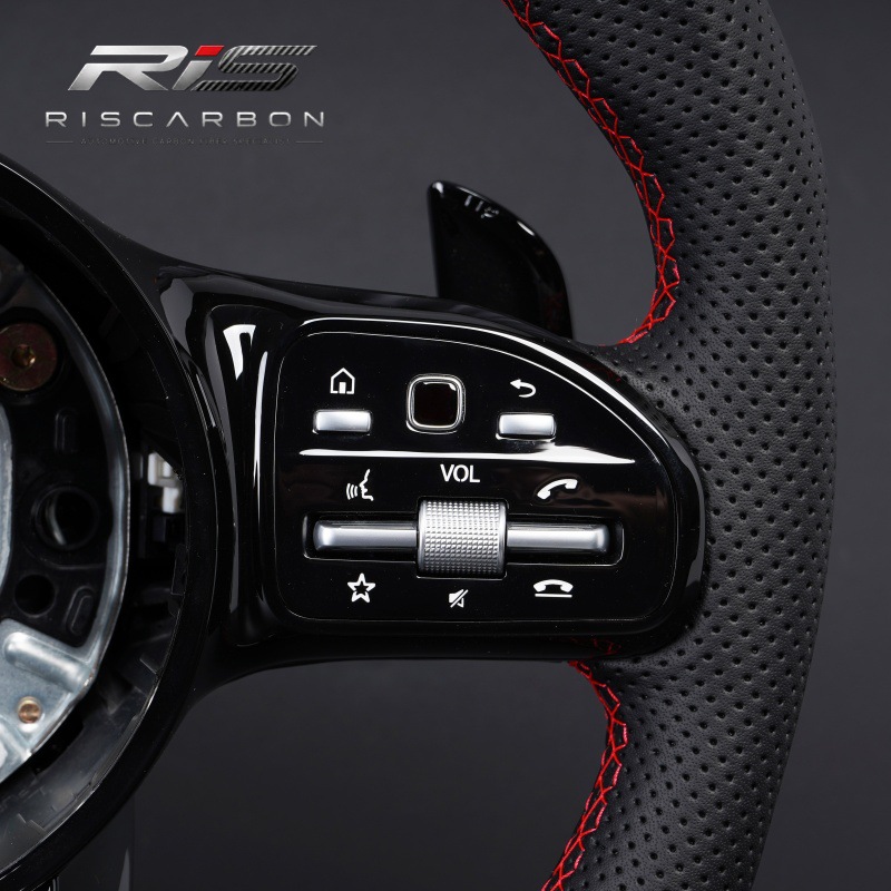 Compatible with Mercedes-Benz carbon fiber red label black button steering wheel W207W211W212 W221W222 809AMG GT