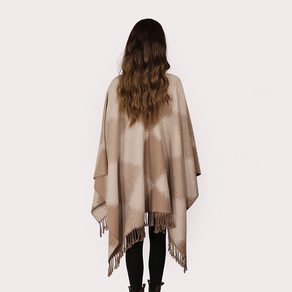 Otoño e invierno nuevo estilo imitación cachemir gris cepillado señoras abalga capa capa gruesa bufanda cálida