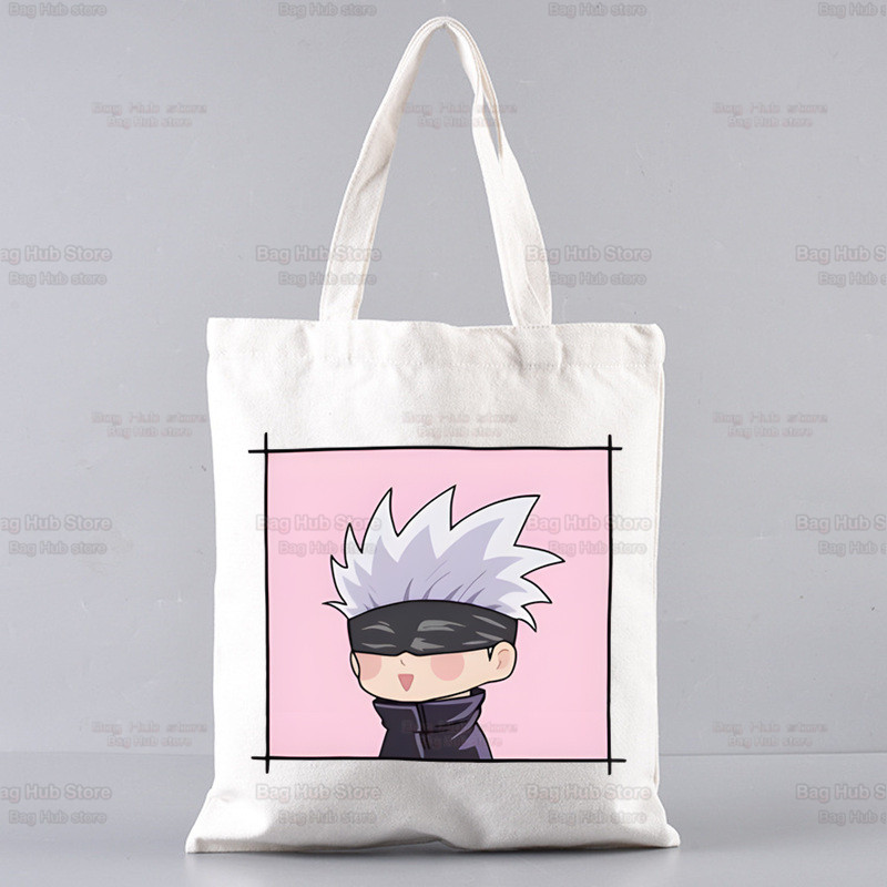 Jujutsu Kaisen Gojo Goku impresa bolsa de lona Harajuku bolso de hombro bolso de moda estudiante bolsa de compras