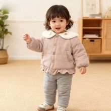 童泰秋冬夹棉套装310g厚冬季外出服女宝宝加厚棉服2件套