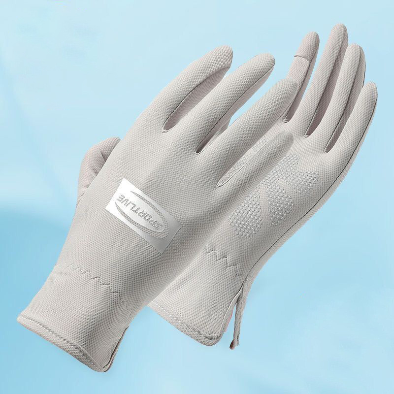 Guantes de protección solar para mujer delgados protección UV al aire libre transpirable dedo completo antideslizante conducción guantes de dedo de fuga de seda de hielo