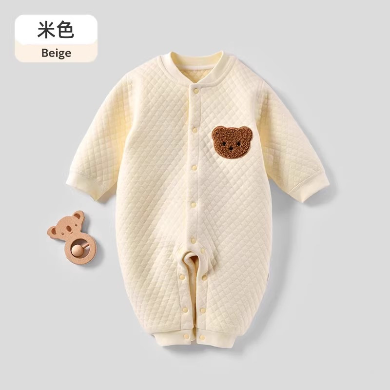 婧麒婴儿连体衣保暖春装夹棉婴幼儿宝宝衣服秋冬爬服哈衣薄棉套装|undefined