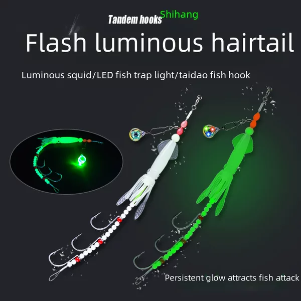 Led lamp hanging with hook string hook wholesale 3 hook luminous boat fishing swordfish fishing group sea fishing mackerel hook luminous squid