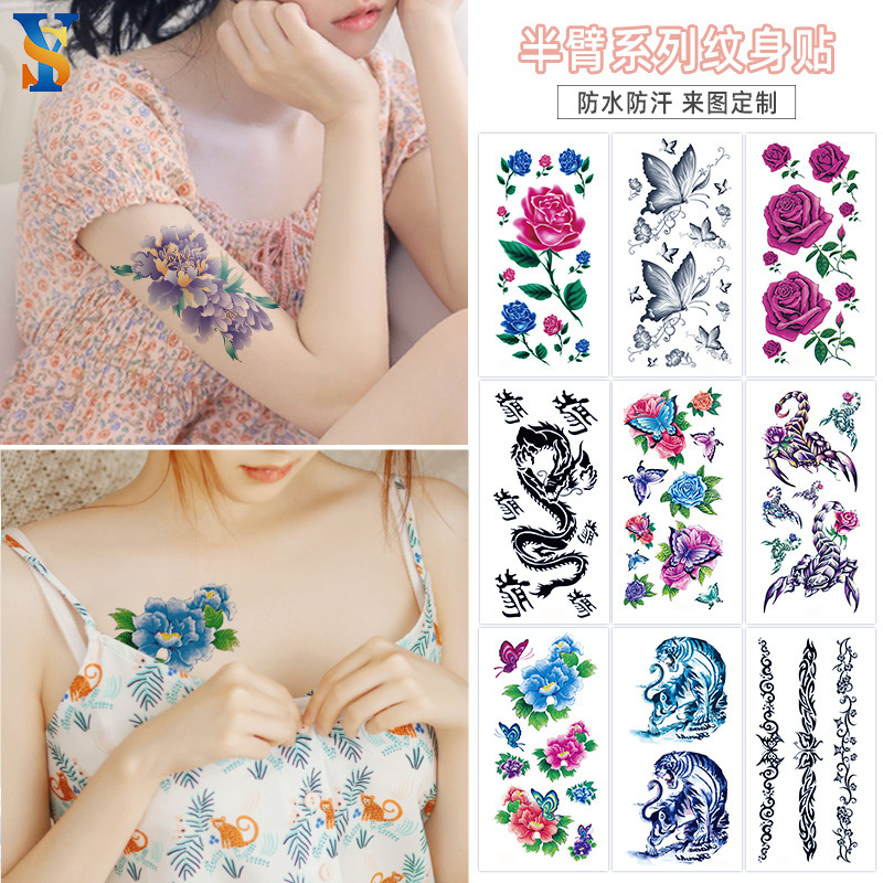 Spot Wholesale Half-Arm Tattoo Stickers Simulated Tattoos for Men and Women Rose Butterfly Animal Arm Temporary Tattoo Stickers