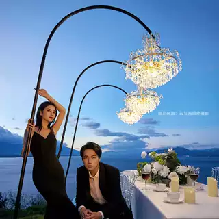 户外餐厅婚纱旅拍求婚布景商务搭建轻奢浪漫氛围防水调光水晶吊灯