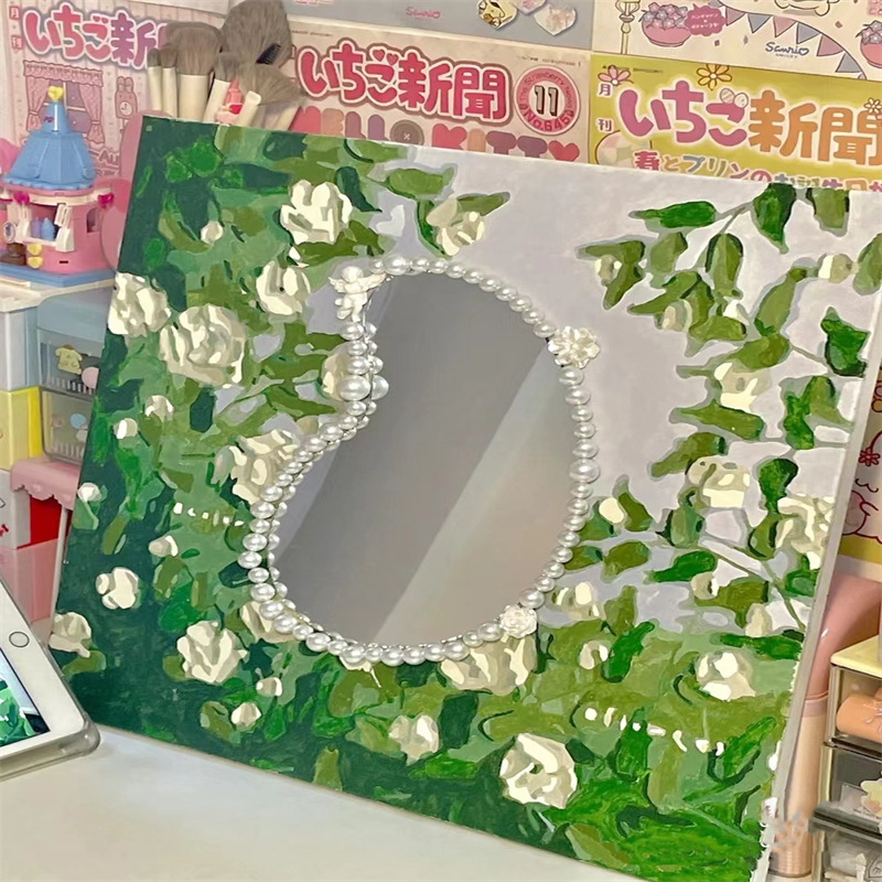 厂家批发不规则创意镜云朵化妆镜ins梳妆镜手工DIY数字油画镜子